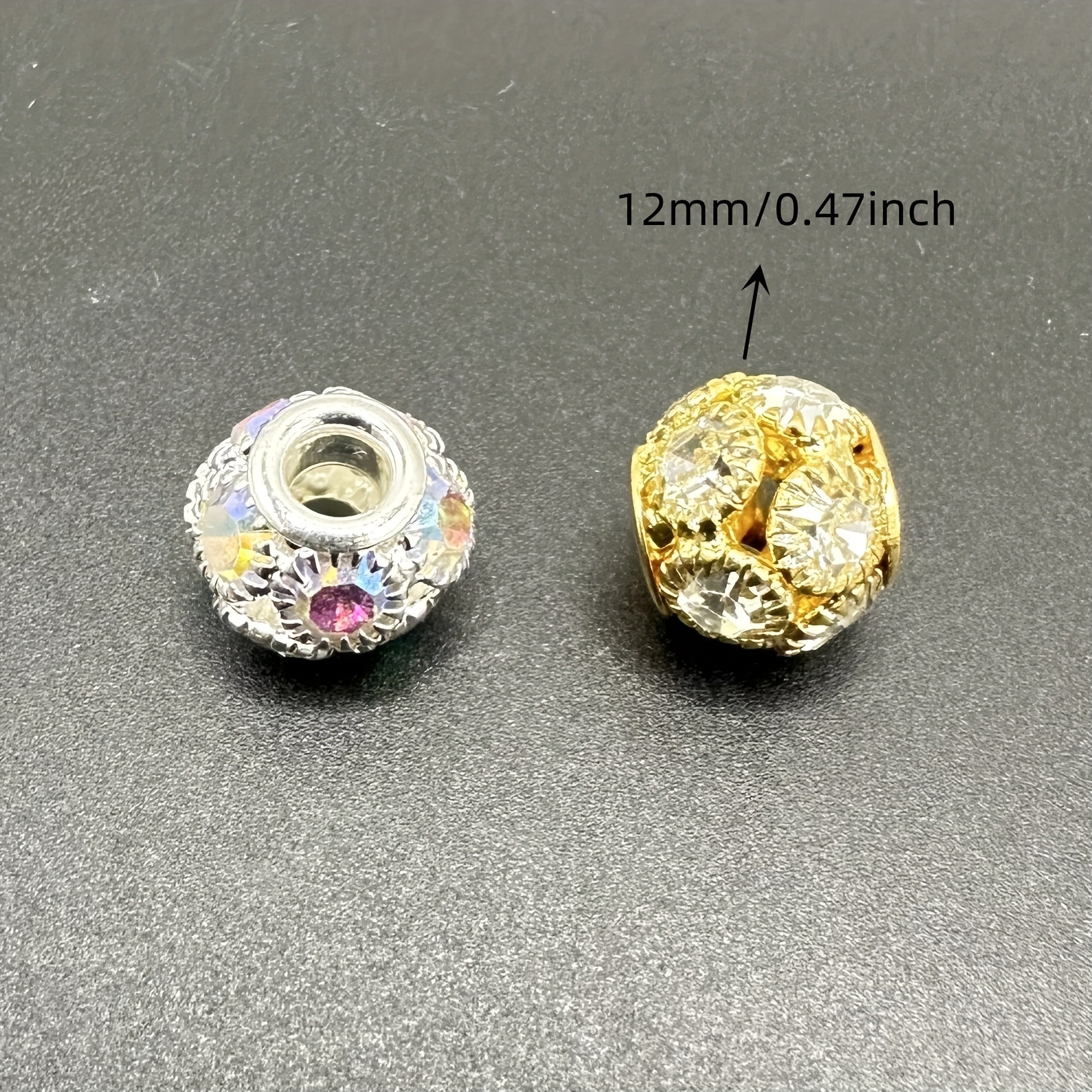 20Pcs Golden Silvery Mixed Synthetic Diamond Rhinestone Inlaid Flower Cap  Spacer Beads For Jewelry Making DIY Bracelet Necklace Handmade Craft Supplie