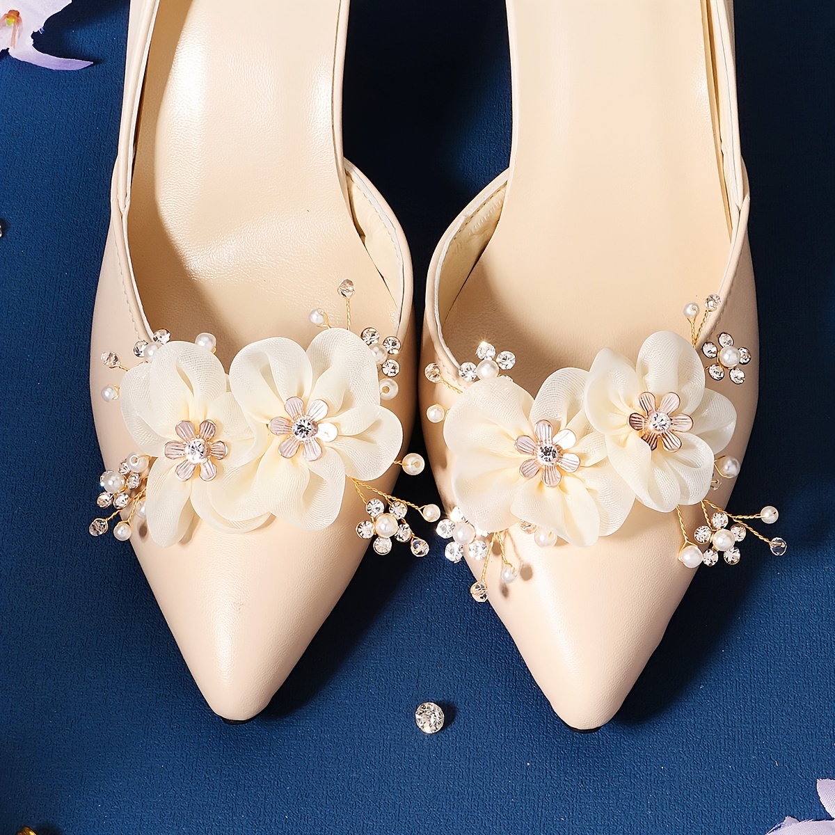 1Pair Lady Removable Rhinestone Pearl Shoe Clip Shiny Crystal Shoe Buckle  High Heel Charm DIY Shoes