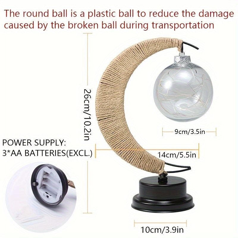 Led Ball Lamp Wrought Iron Moon Lamp Plastic And Iron Bar - Temu