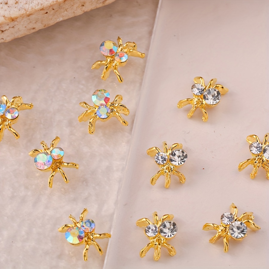 Halloween Spider Nail Art Charms With Rhinestones/pearls,3d Alloy Nail Gem  Accessories,nail Art Jewelry For Diy Or Nail Salons - Temu