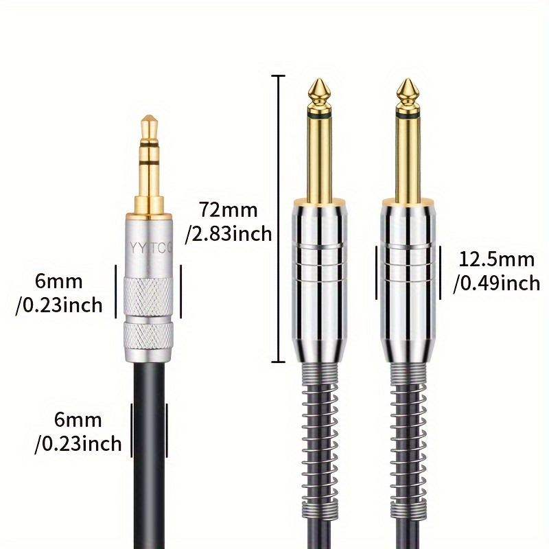 3.5mm to Double 6.5mm TRS Cable AUX Male Mono 6.5 Jack to Stereo 3.5 Jack  Audio Cable for Mixer Amplifier 6.35 Adapter