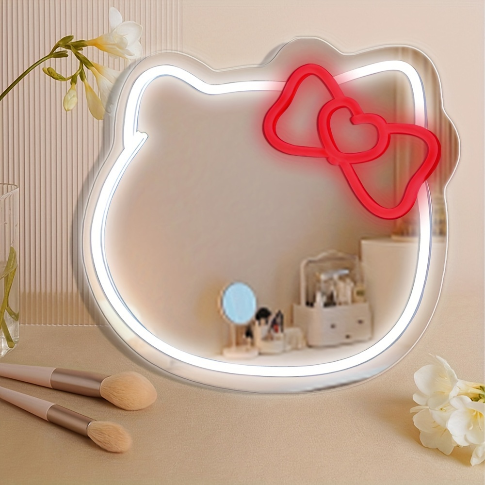 Specchio per il trucco Sanrio Hello Kitty HD con luce USB LED light touch  smart charging specchio da toeletta carino