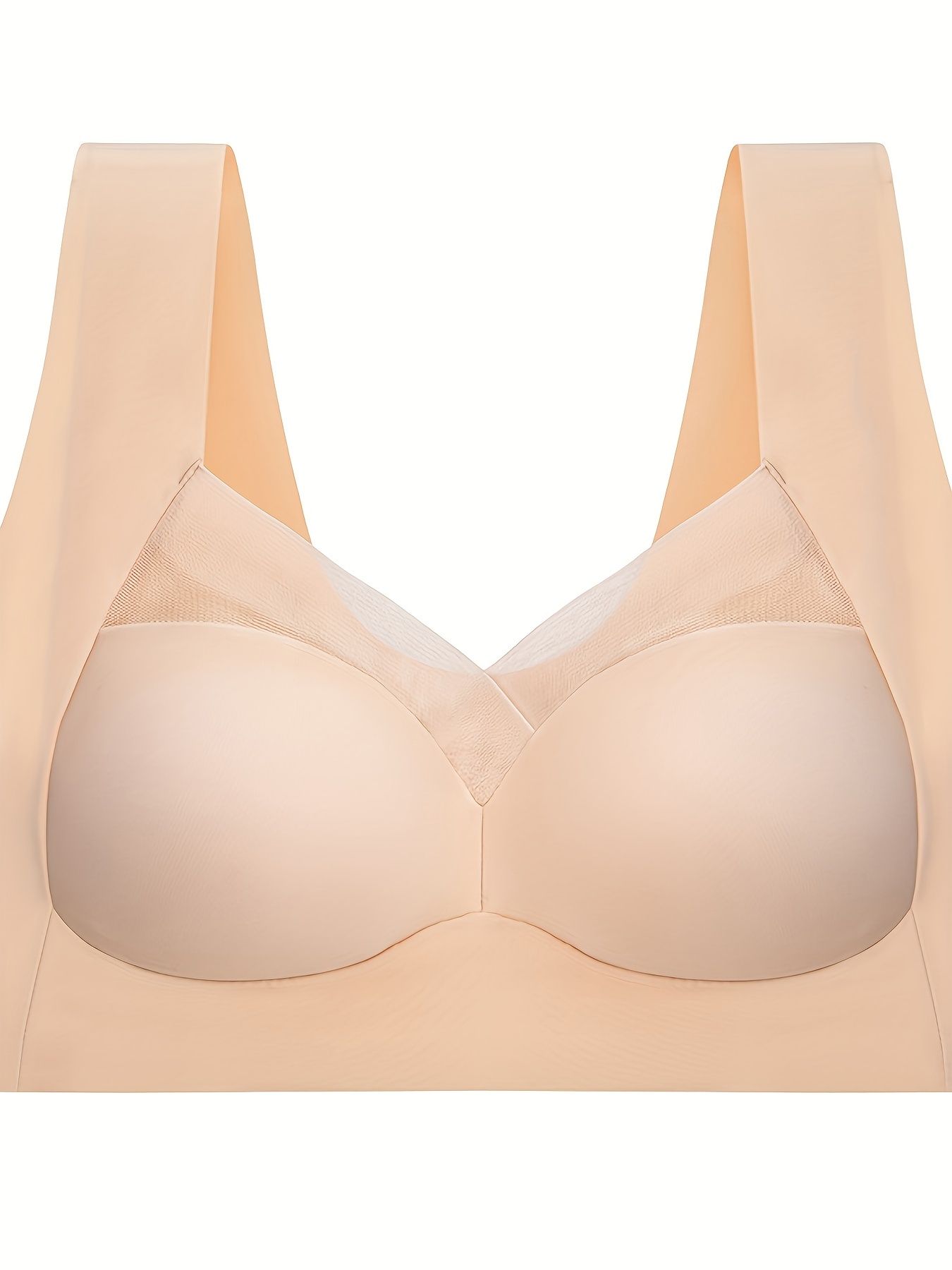 Wireless Smooth Everyday Underwire and Panties Set Push Up Bra Simple  Elegant Loose Fit Comfy Breathable Beige at  Women's Clothing store