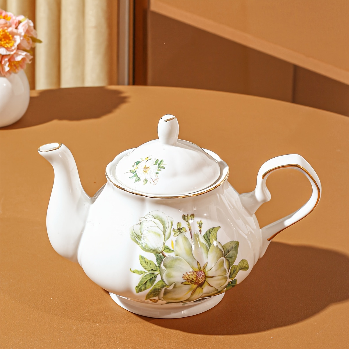 Ceramic teapot European Style Flower Teapot Coffee Pot Water - Temu
