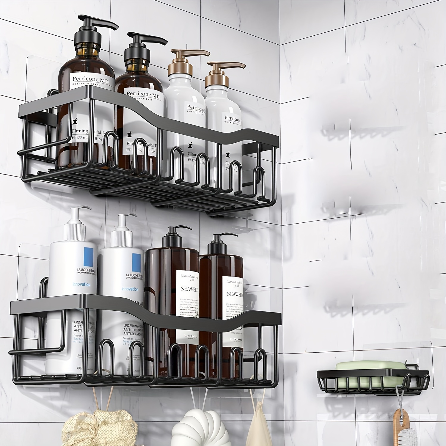 Shower Caddy Bathroom Organizer Adhesive Shower Shelf No - Temu