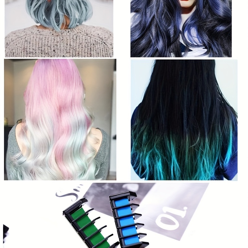 Miman Blue Hair Chalk For Girls-10 Pcs New Hair Chalk Comb Temporary Bright  Washable Hair Color Dye