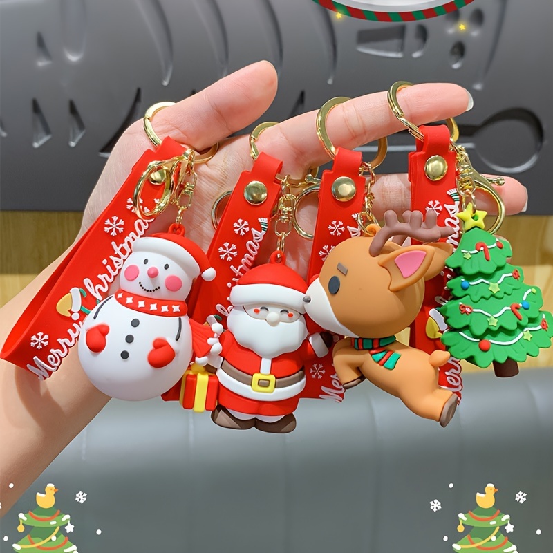 Funny Key Chain Creative Christmas Santa Claus Christmas Key Chains Key Ring  Car Key Accessories Bag Pendant Decoration B 