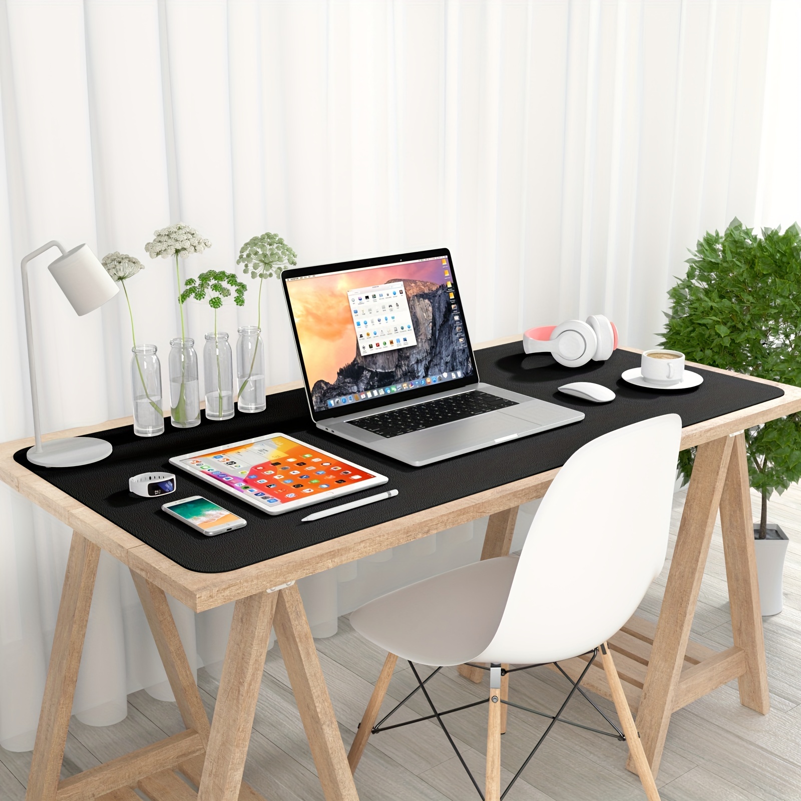 Schreibtisch-Schreibmatte, rutschfeste Schreibtischunterlage aus PU-Leder,  Laptop-Matte, Tischmatte, großes Mauspad mit Kantenschutz, wasserdichte