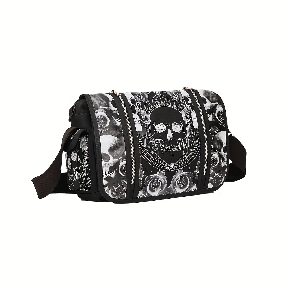 Gothic Fabric Messenger Bag Skull Shoulder Bag Skeleton 