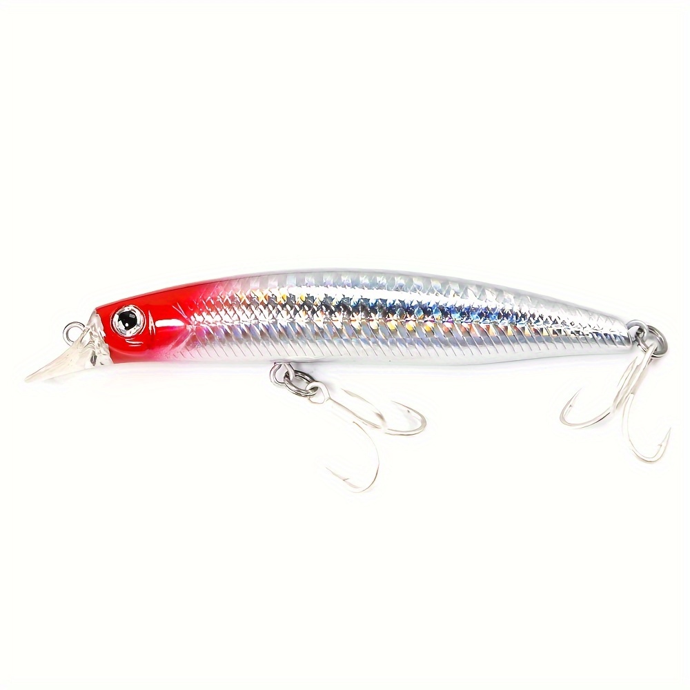 Slow Sinking Minnow Lure Bass Tuna Hard Bait Treble Hook