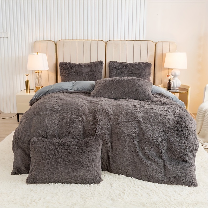 Plush Duvet Cover Set Multicolor Soft Warm Bedding Bedroom - Temu