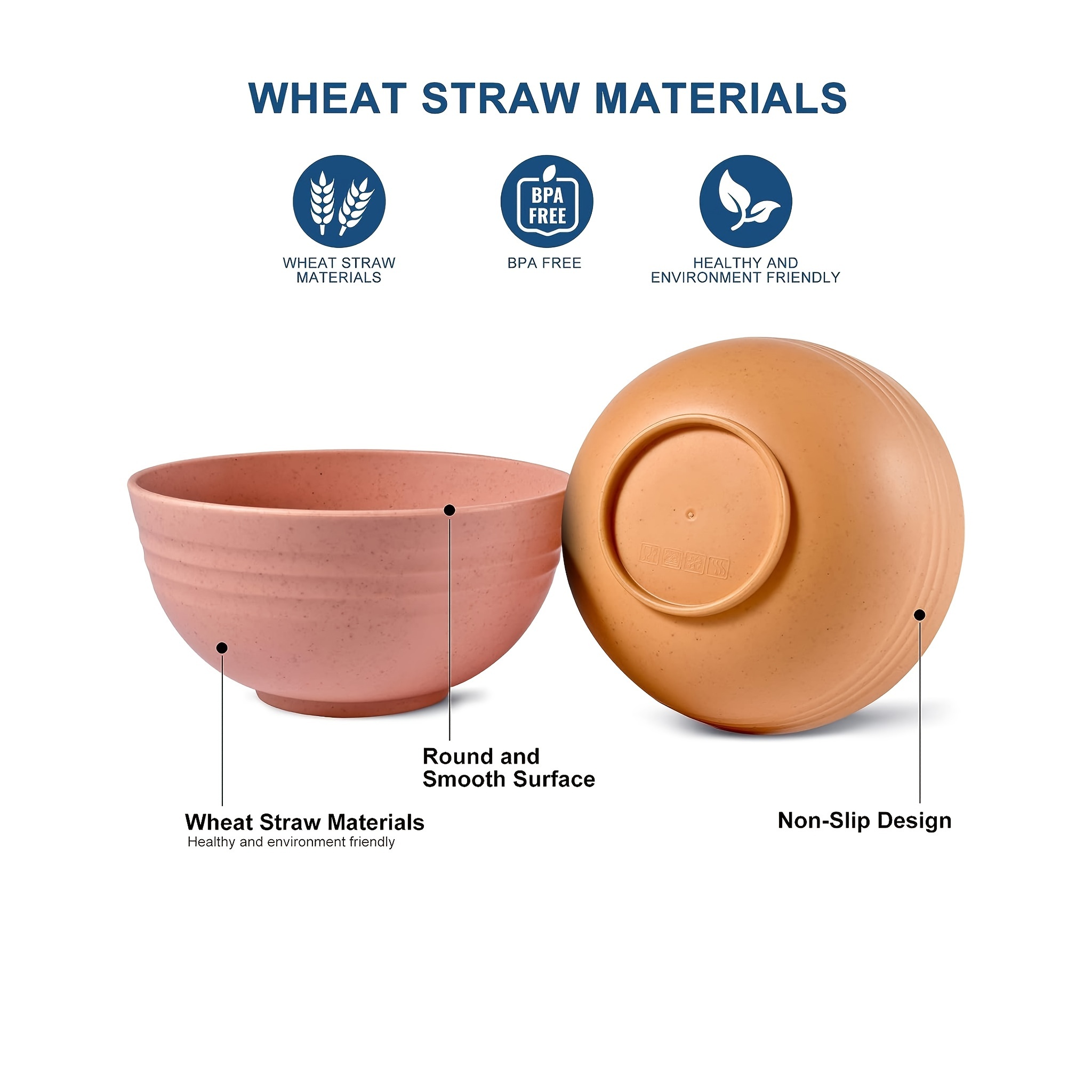 Wheat Straw Bowl Set Unbreakable Grain Bowl Microwave - Temu