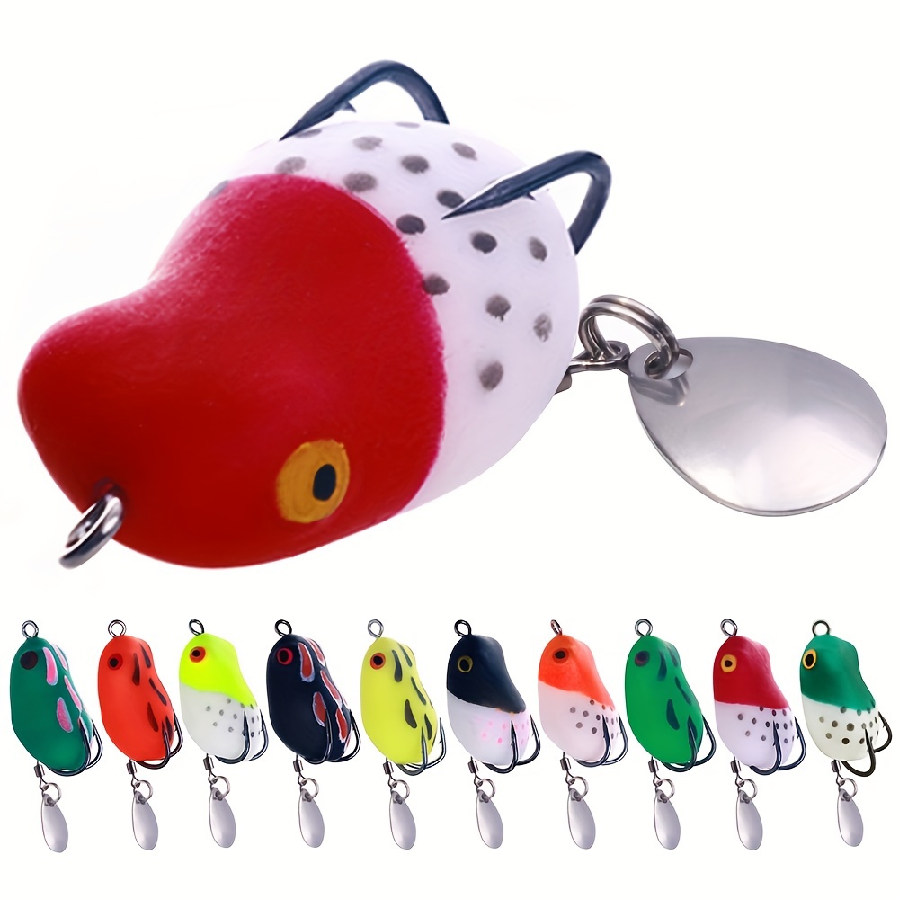 10pcs Mini Frog Fishing Lures - Balance Weight Spoon Snakehead Lures -  0.95in-3g - Floating Artificial Bait - Perfect for Fishing!