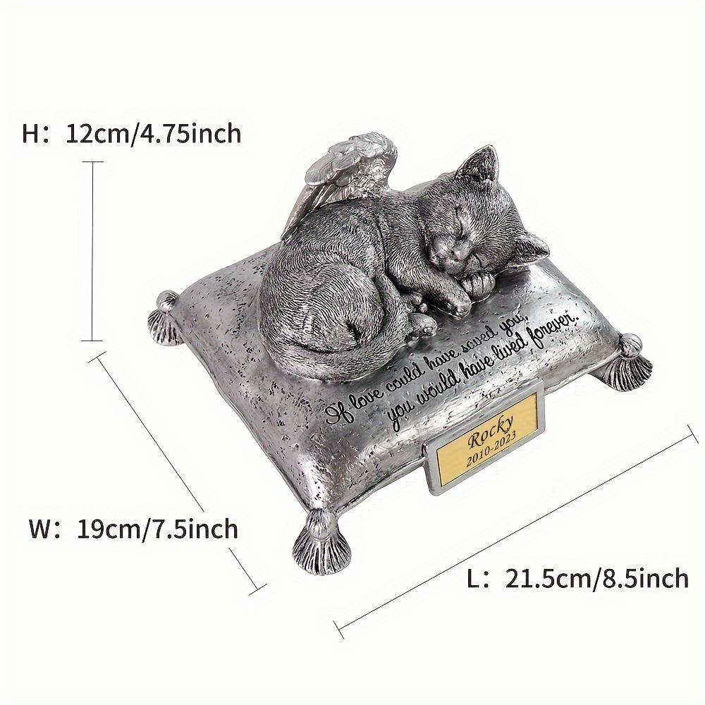 Memorial Gallery Pets Sleeping Angel Cat Brass Cremation Urn (Engravable)  (Plain, Black) : : Pet Supplies