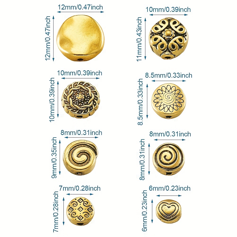 160pcs Golden Beads Assorted Patterns DIY Jewelry Making