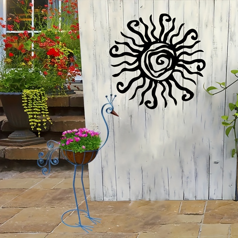 Black Sun Wall Decor Metal Art Outdoor Wall Decor Black - Temu