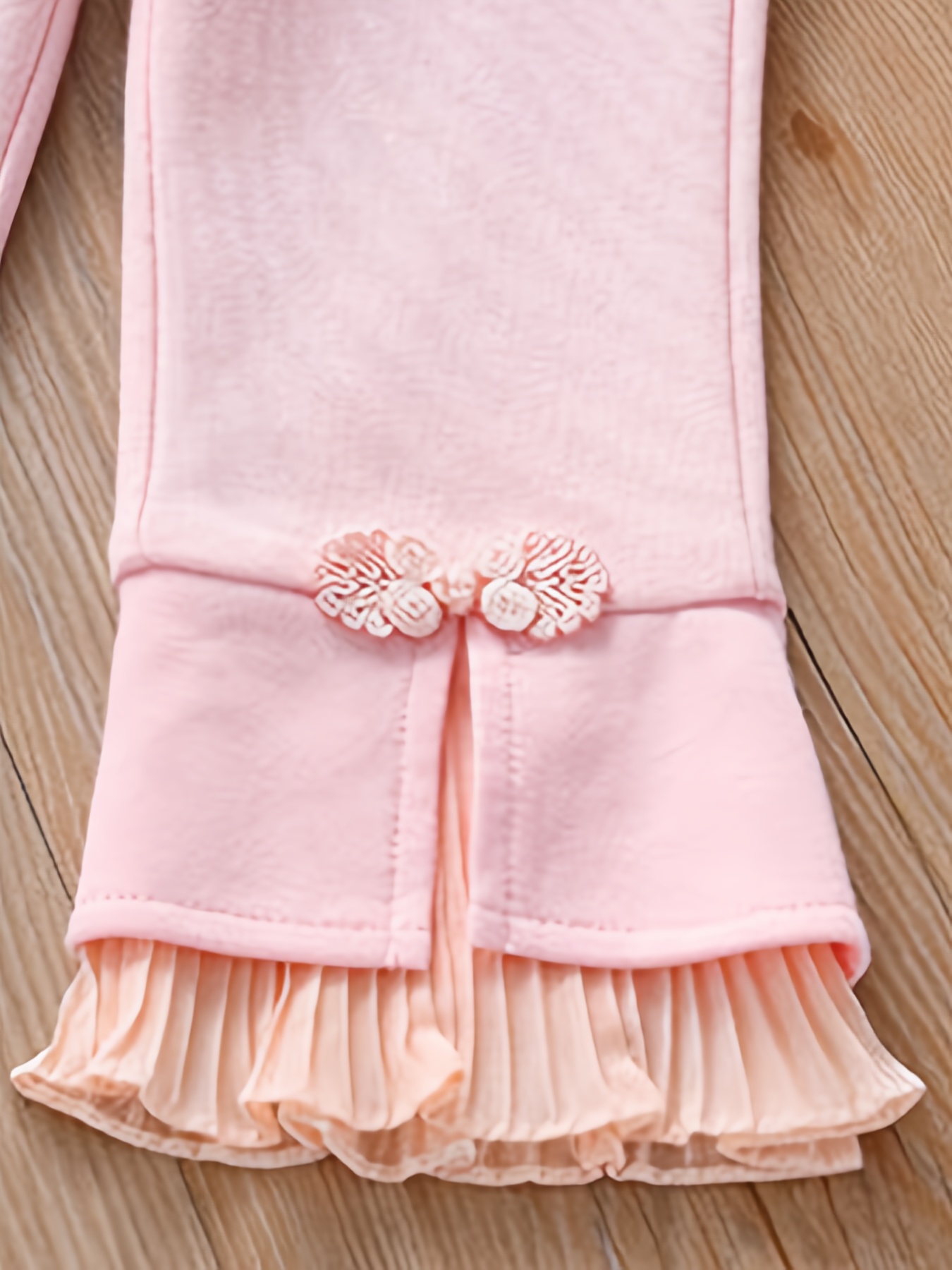 Soft Cute Flared Pants Toddler Girls Stitching Hem Bow - Temu