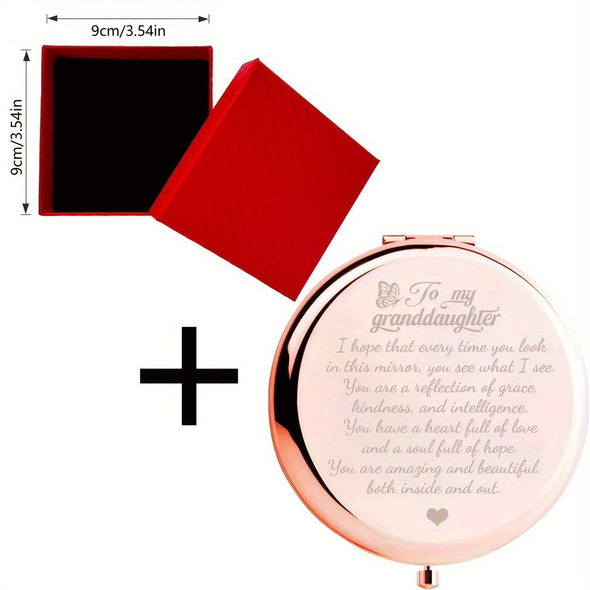 TEMU Grandparents Send Granddaughter Series Portable Makeup Mirror, Folding Touch-up Mirror, Daily Holiday Gift Small Mirror, 180° Adjustable Mini