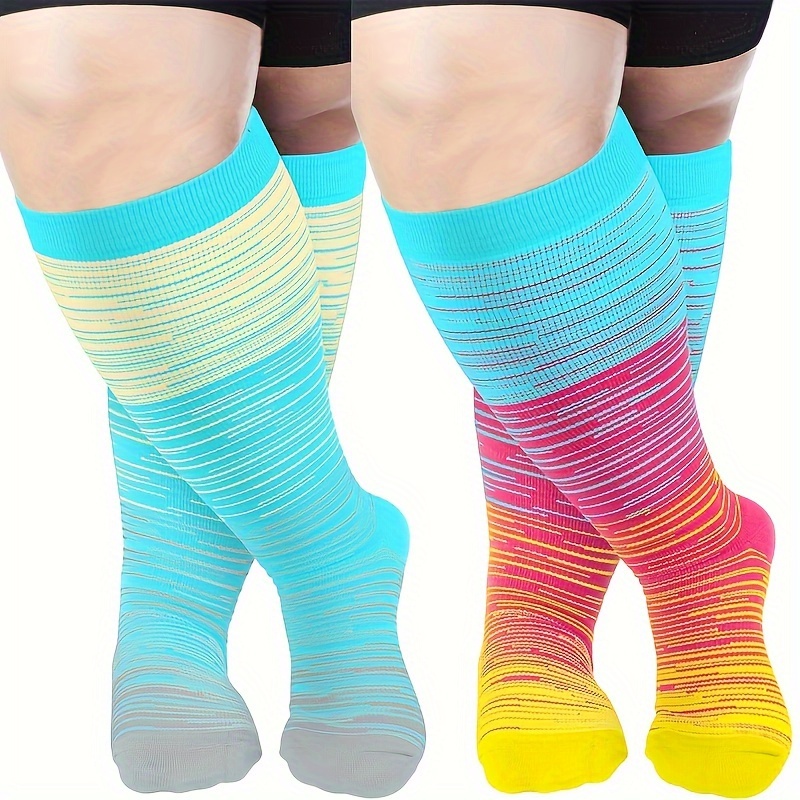 1 par de calcetines de compresión de flamenco rosa de 20-30 mmHg hasta la  rodilla para mujer, calcetines deportivos de tubo para hombres, deportes