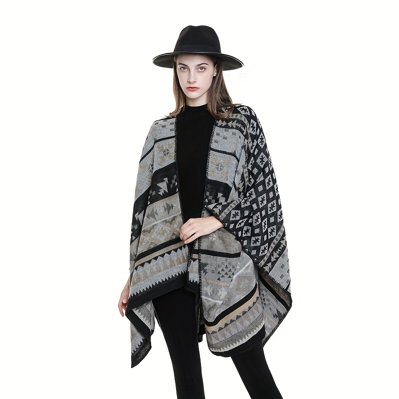Warm Sunscreen Shawl Casual Open Front Poncho Cape Large Inelastic Cardigan