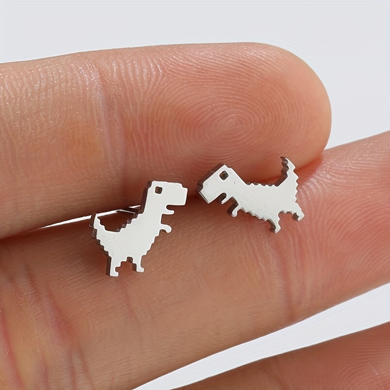 Men's Mini Dinosaur Stainless Steel Stud Earrings