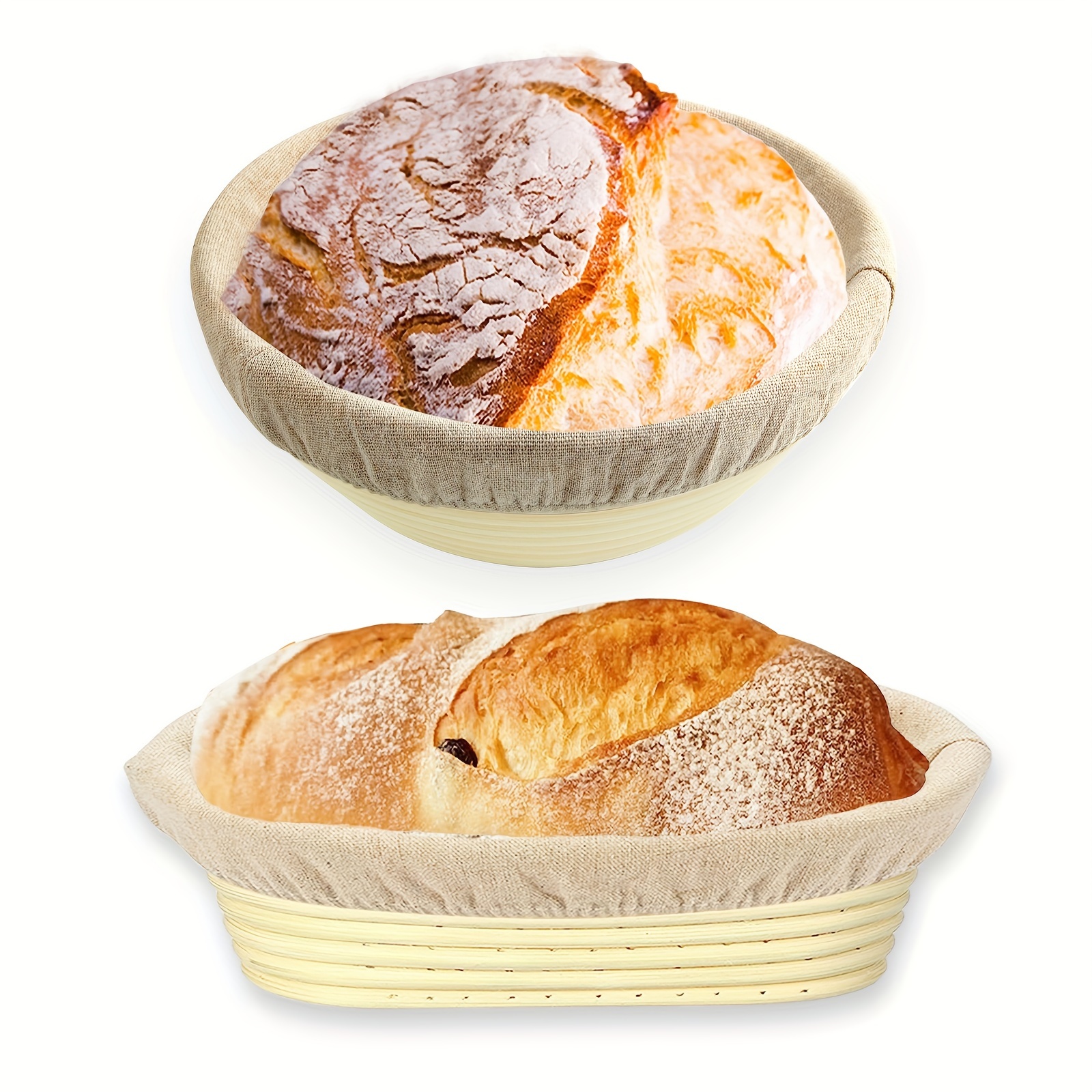 Juego de 2 cestas redondas de 7 pulgadas para panadería Banneton, kit de  horneado de pan, cesta a prueba de masa madre para pan artesanal –