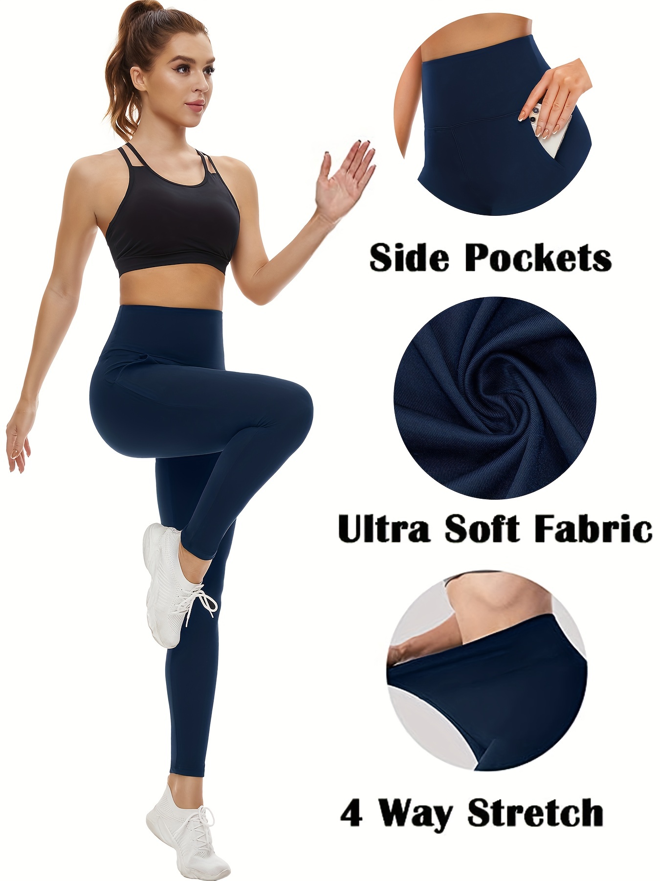 High Waist Yoga Pants for Women with Pockets Stretch Running Workout  Leggings Pack of 1