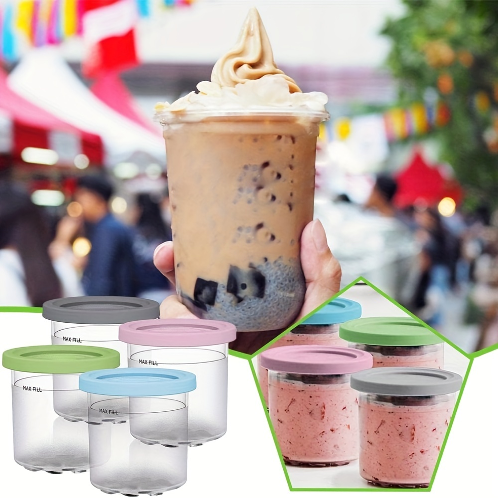 4PCS Replacement Ice Cream Pints and Lids+Spoon for Ninja NC301
