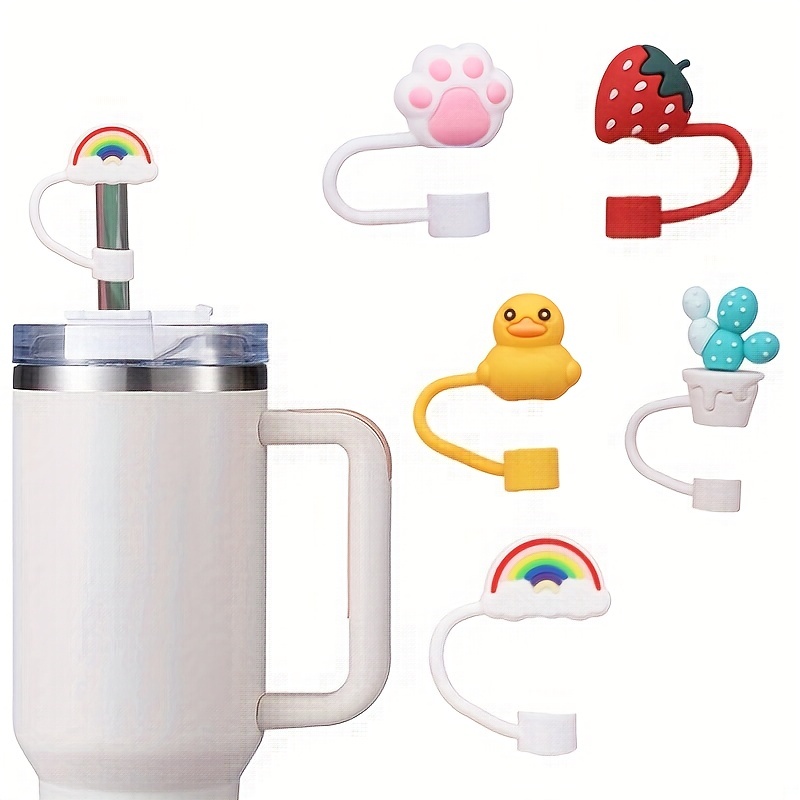 Plastic Straw Lips, Straw , Straw Lids, Reusable Silicone Soft Protector  Cover, Cute Cartoon Shape Silicone Straw , Straw Protector, Flatback Cup  With Handle, Cup Accessories - Temu