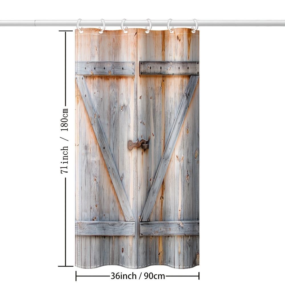 Shower Curtain with Hooks for Bathroom,Colorful Painted Wood Shower Curtain  Plank Rustic Farmhouse Wooden Vintage Barn Door Bathroom Decor Set  Polyester Waterproof 12 Pack Plastic Hooks 2024 - kr.202