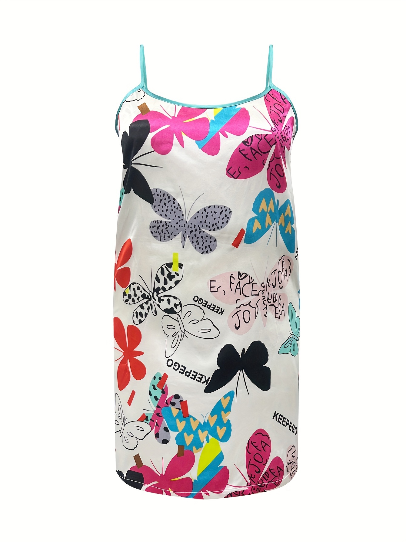 Butterfly Print Cami Dress & Robe Lounge Set