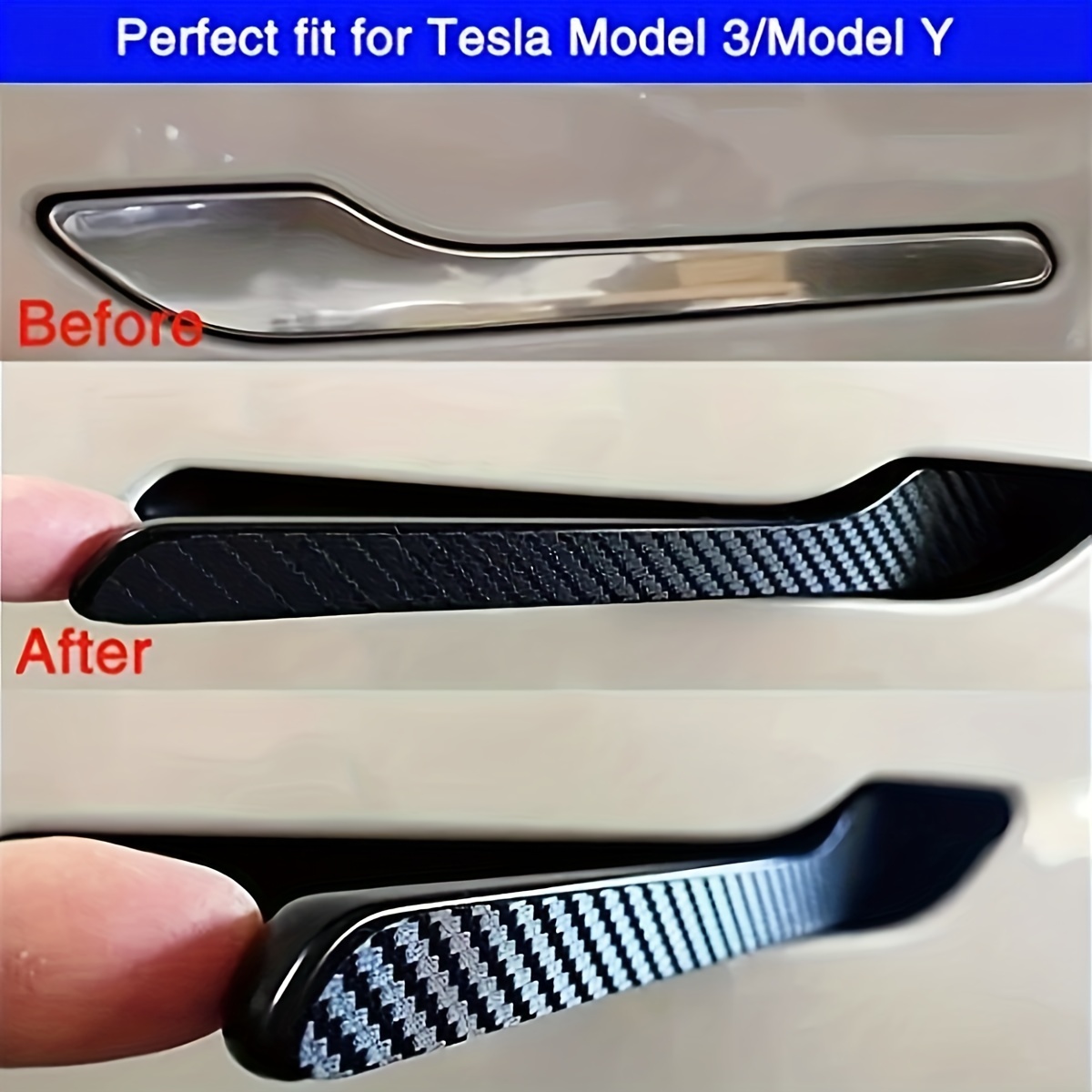 Model 3 Door Handle Sticker Decals Wrap Kit Door - Temu
