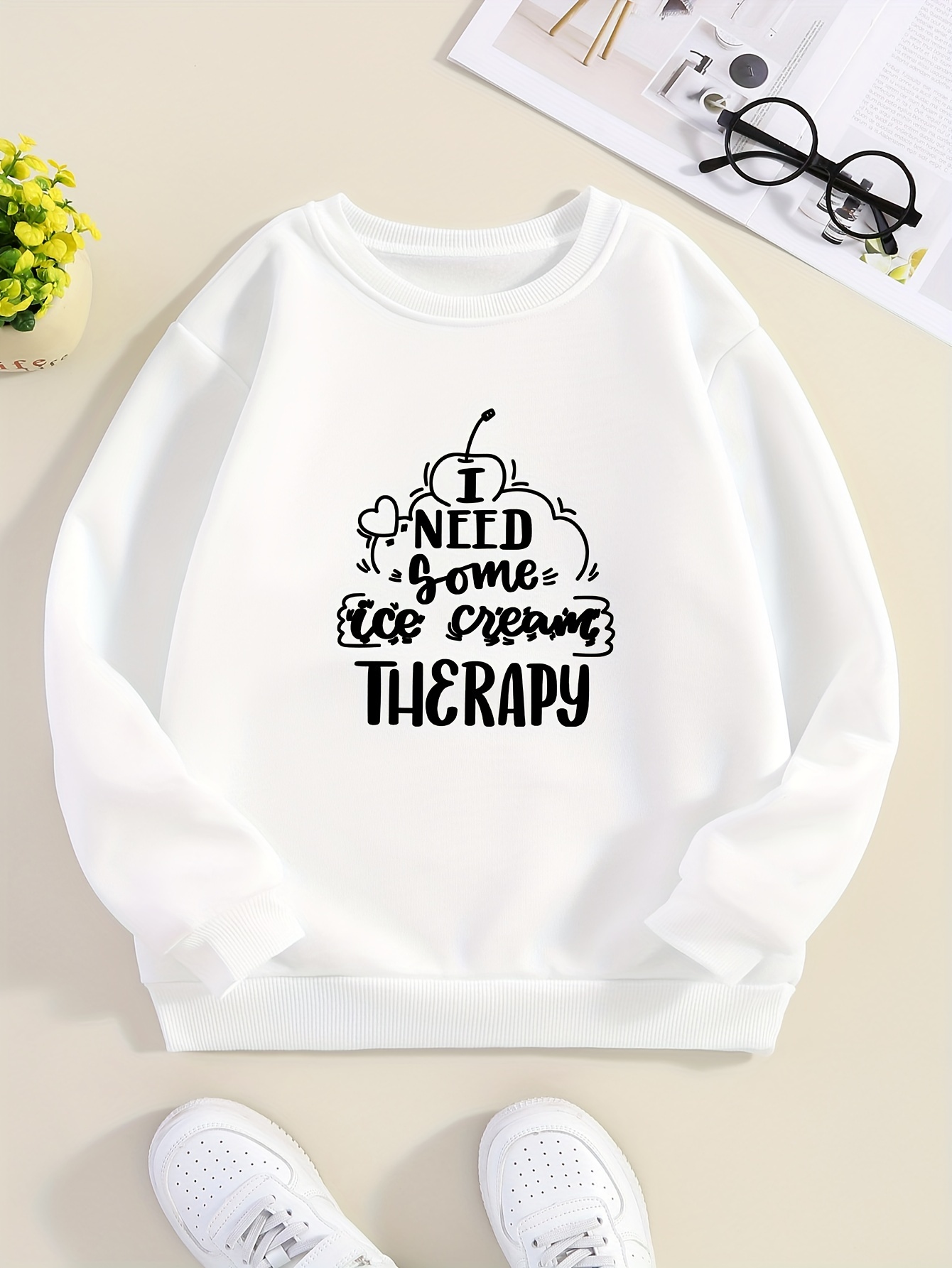 Women Cream Graphic Print Hooded Neck Sweatshirt