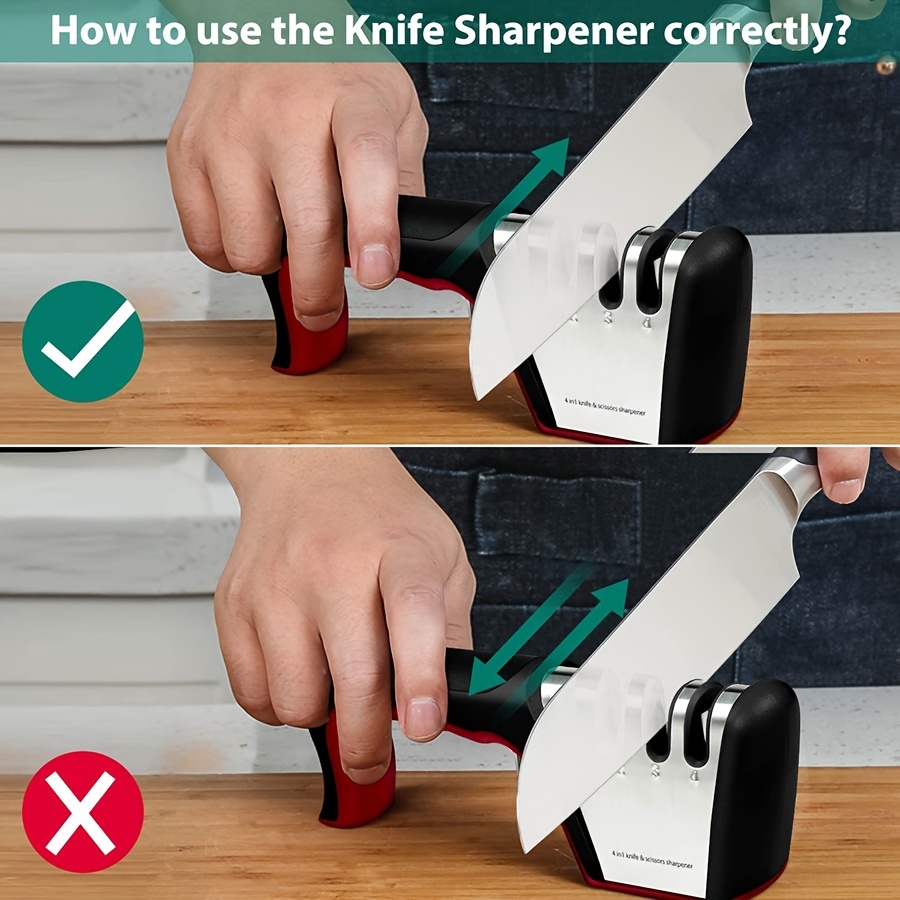 4-in-1 Knife Sharpener, Original Premium Polish Blades, Best Kitchen Knife  Sharpener Really Works For Ceramic And Steel Knives, Scissors - Temu
