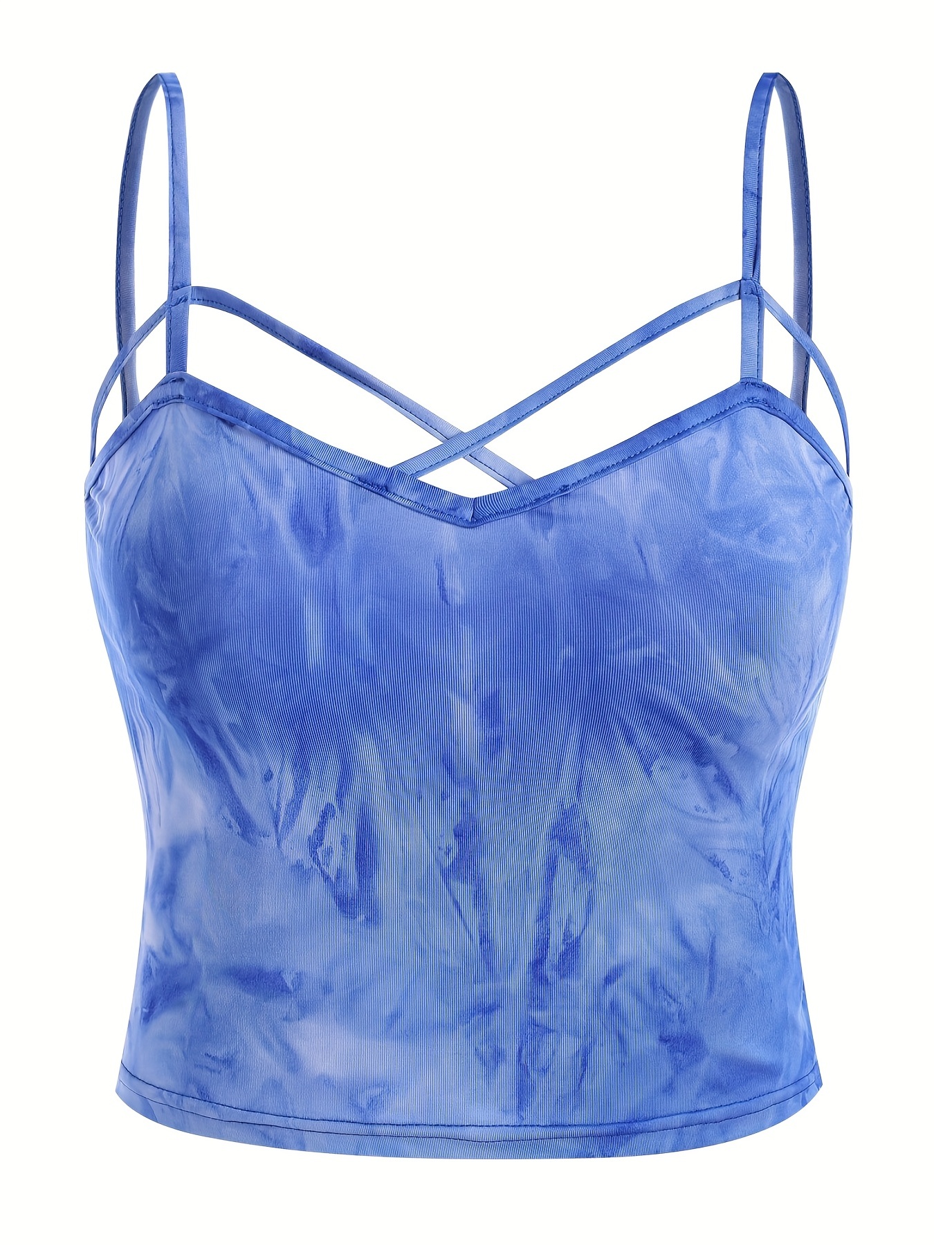 Contrast Lace Spaghetti Strap Top, Y2K Crop Sleeveless Cami Top For Summer,  Women's Clothing
