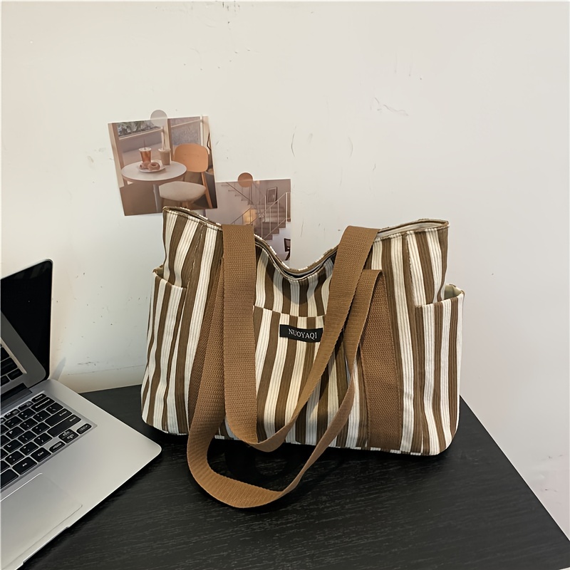 Lightweight Simple Stripe Shoulder Tote Bag – StationeryMore