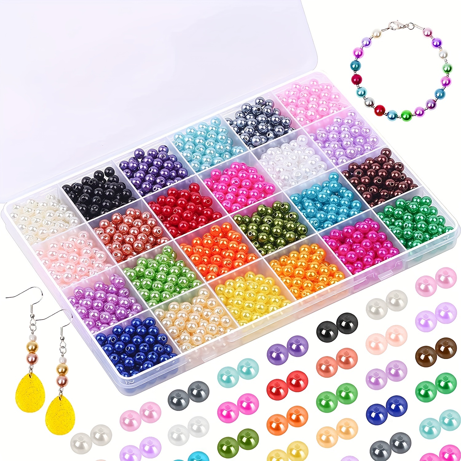 

1200pcs 24 Colors 6mm Acrylic Pearl Beads Loose Spacer Beads For Jewelry Making Diy Fashion Bracelet Necklace Earrings Handmade Craft Supplies