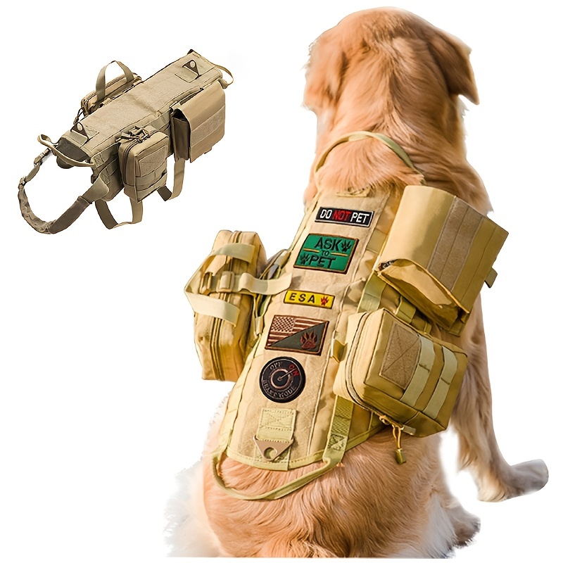 Harnais tactique pour chien de grande taille et moyen, harnais militaire  pour chien avec poignée, harnais