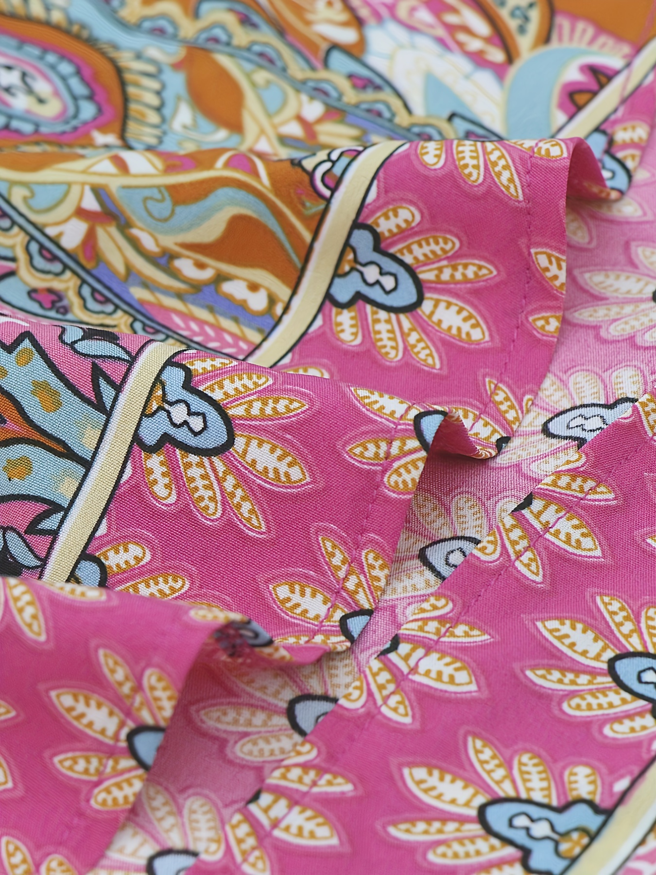 Paisley Print 2pc Set Tribal Kimono & Shorts