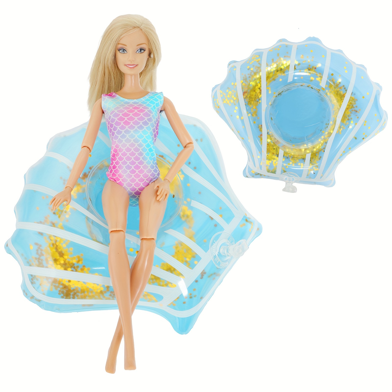 One Set Swimwear Beach Bathing Swimsuit + Slippers Swimming Buoy Lifebelt  Ring For Barbie Doll Accessories Girl' Gift