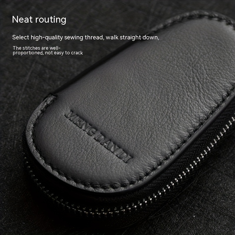 Men's Leather Zipper Key Bag Remote Control Cover