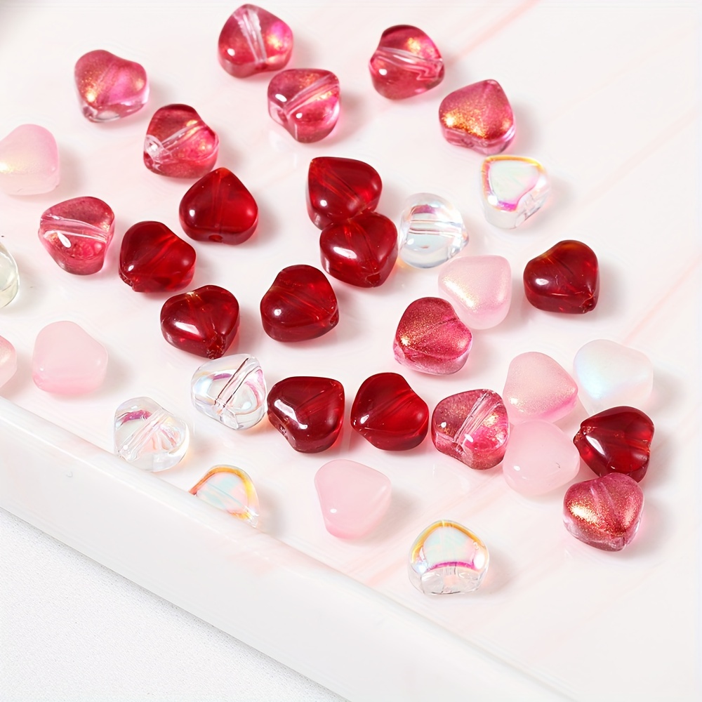 

20pcs 6mm Love Heart Mix Red Glass Loose Spacer Beads For Jewelry Making Diy Special Necklace Bracelet Handmade Craft Supplies