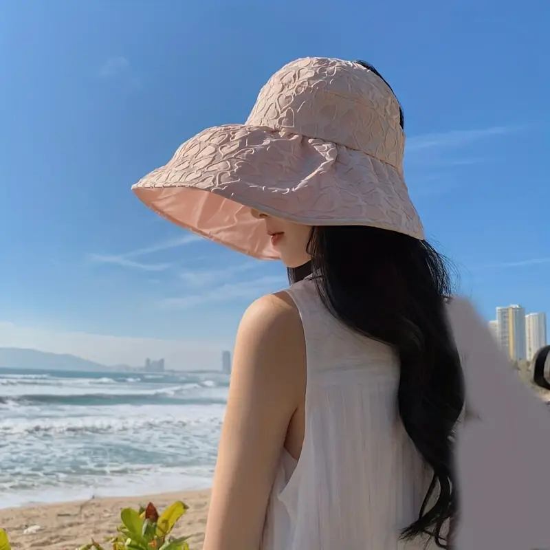 Heart Print Sunshade Hat Summer Large Brim Fashion Elegant - Temu