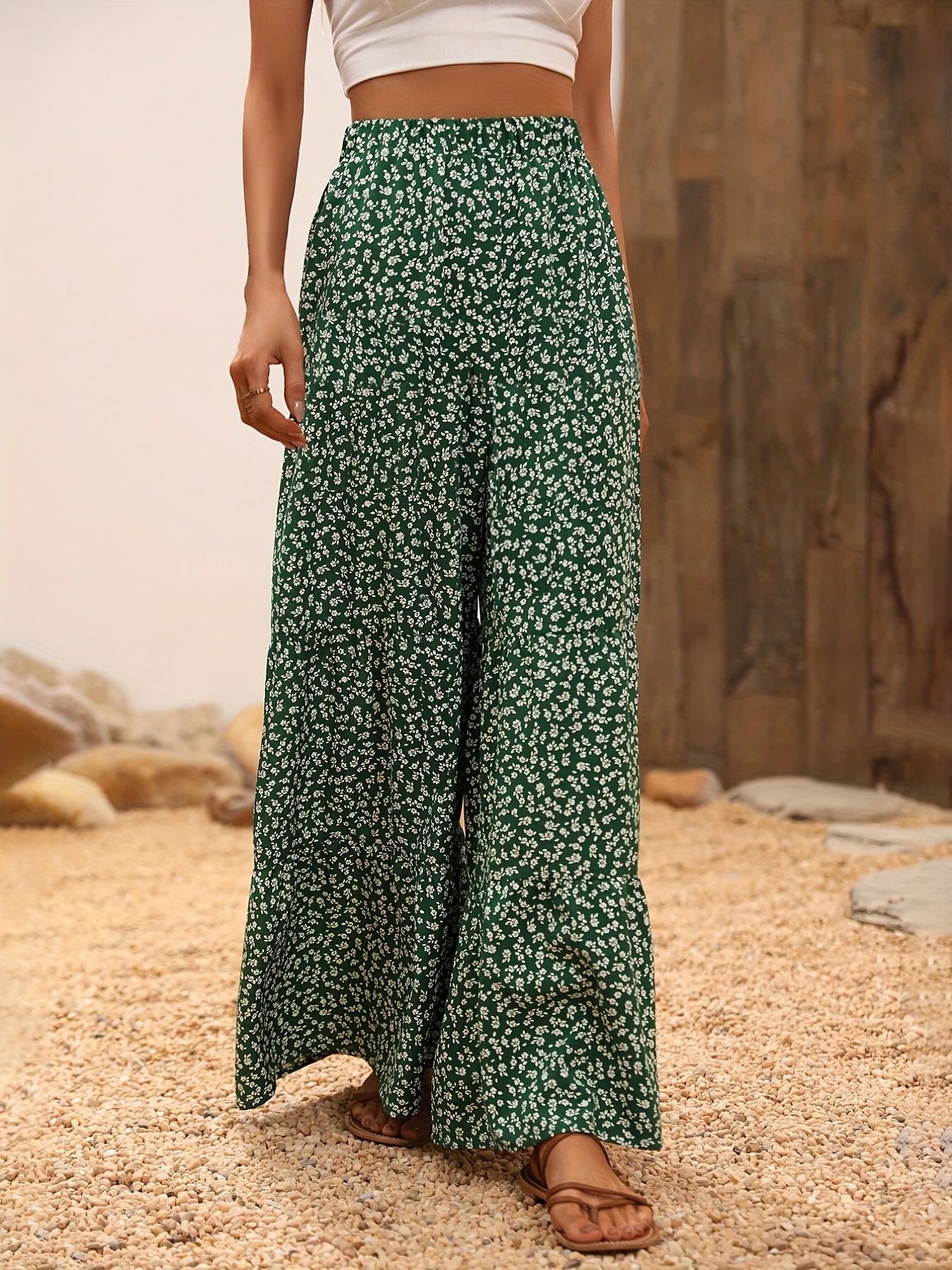 Printed palazzo trousers Woman, Patterned