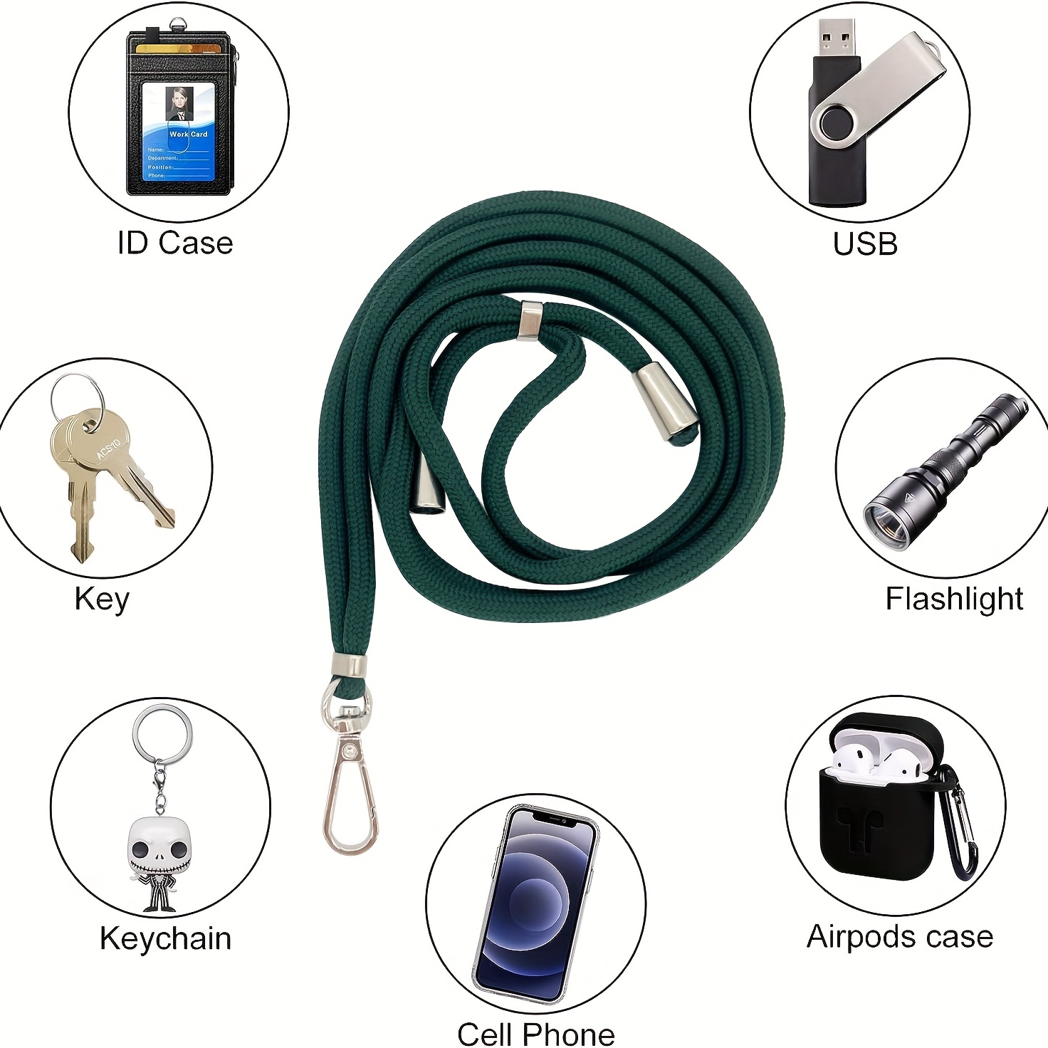  TIESOME Cordón universal para teléfono celular, cordón  ajustable para teléfono, correa para el cuello 2 en 1 con correa para  teléfono + 4 conectores compatibles con la mayoría de teléfonos (verde) 