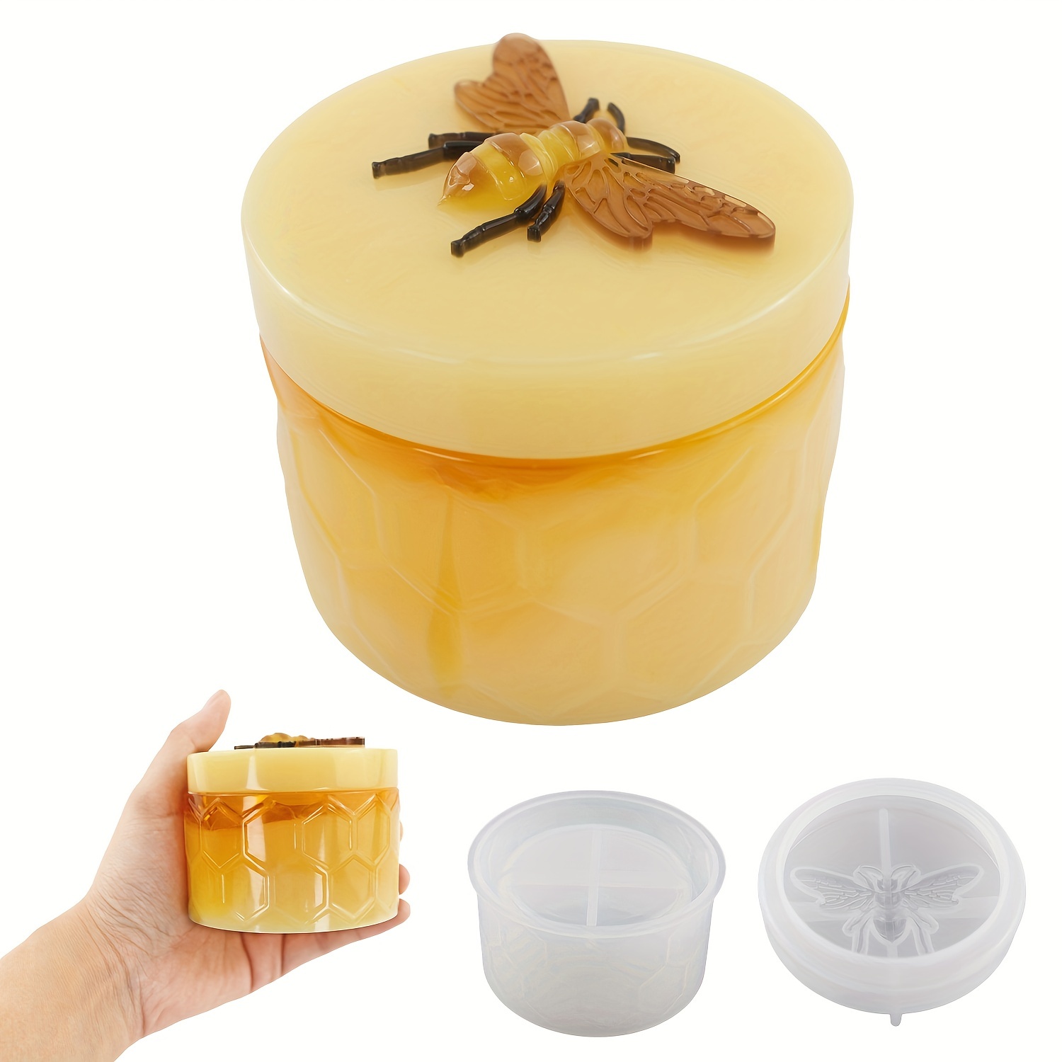 Honey Bee Box Silicone Mold DIY Handmade Plaster Epoxy Resin Candle Jar  Storage Container Craft Molds Home Decor Supplies
