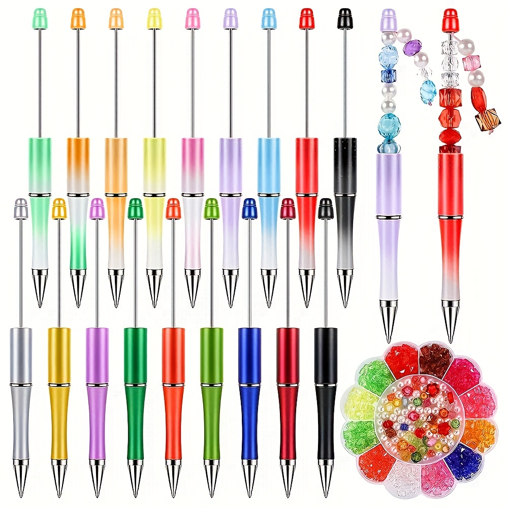 Plastic Beadable Pens Assorted Bead Pens Diy Ppl Gift Shaft - Temu