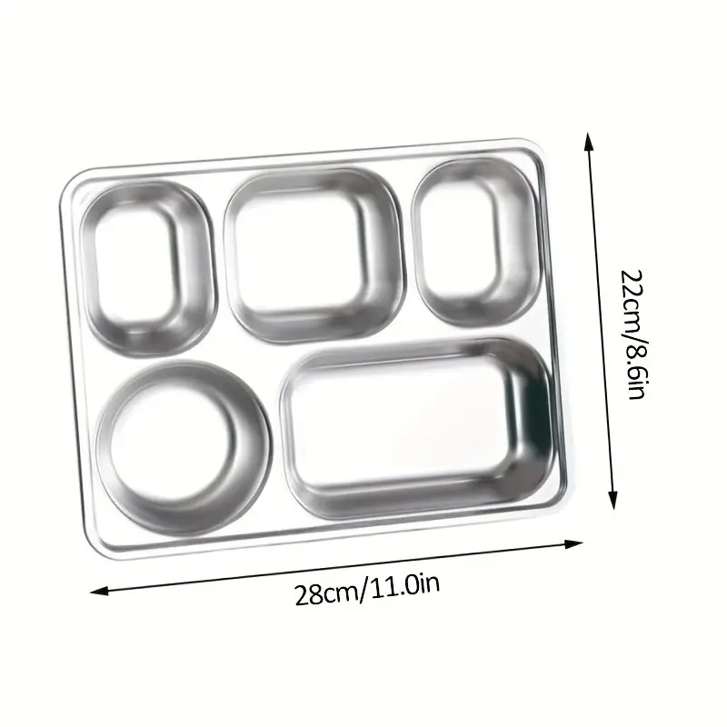 Square Stainless Steel Dining Plate 4/ 5 Compartments Fast - Temu