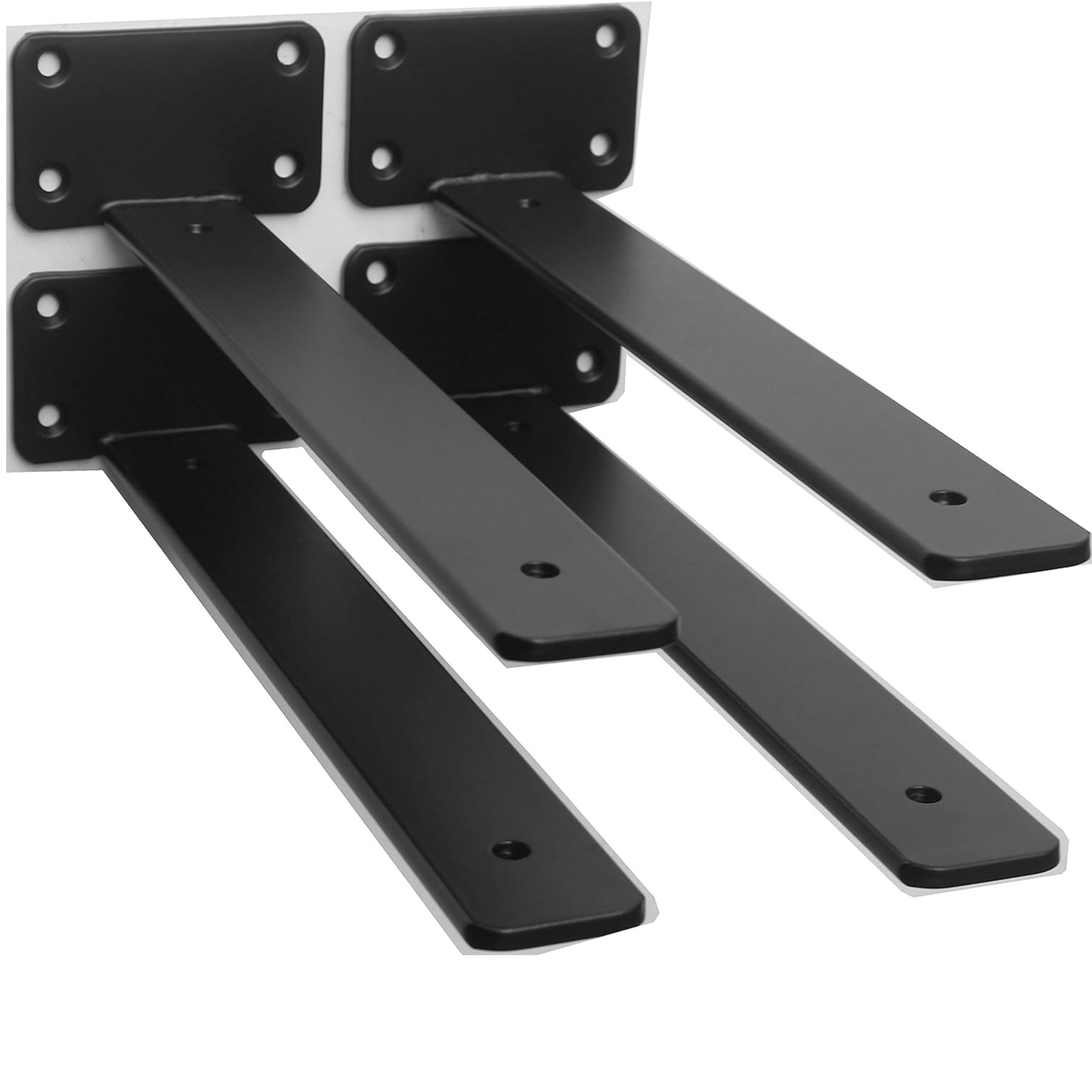 2pcs/4pcs 6 8 10 12inches Black Hidden Invisible L Shelves Brackets With Screws, Floating Hidden Shelf Brackets Heavy Duty Cast Iron Shelf Brackets Industrial L Iron Metal Shelf Brackets Hardware Supports For DIY & Wall Shelves Storage.