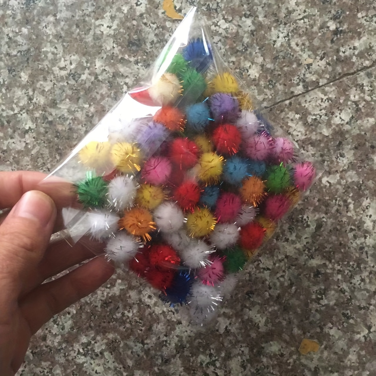 500pcs Glitter Pompoms 10mm Mixed Soft Pom Poms Balls Sewing Fabric Pompom  Craft